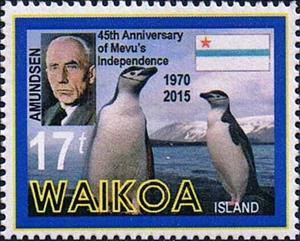 Stamp, 45th Anniversary of Mevu's Independence, Cinderellas,  , Anniversaries and Jubilees, Penguins