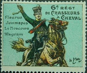 Stamp, 6th Cavalry Regiment, Cinderellas,  , Army, Equestrianism and horse riding, First World War, Uniforms