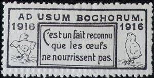 Stamp, Ab usum bochorum. C'est un fait reconnu que les oeufs ne ..., Cinderellas,  , Food, Roosters and Chickens