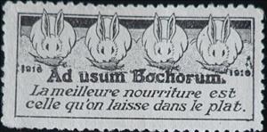 Stamp, Ab usum bochorum. La meilleur nourriture et celle qu'on ..., Cinderellas,  , Food, Rabbits