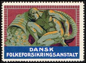 Stamp, Dansk flokeforsikringsanstalt, Cinderellas,  , Cornucopias (Horn of Plenty), Finance, Insurances, Men