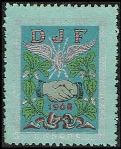Stamp, DJF 1 kr dansk jernbane forbunds hjae, Cinderellas,  