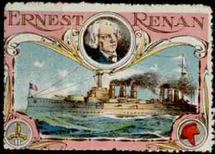 Stamp, Ernest Renan, Cinderellas,  , Famous People, First World War, Navies, Ships, Warships