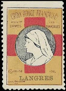 Stamp, French Red Cross. Assoc French Ladies. Langres Commitee, Cinderellas,  , First World War, Red Cross and Red Crescent, Women