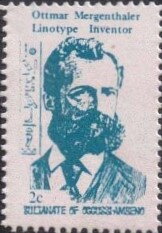 Stamp, Great Print Inventors, Ottmar Mergenthaler, Cinderellas,  , Изобретатели