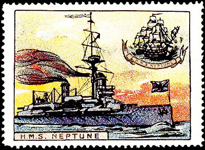 Stamp, HMS Neptune, Cinderellas,  , First World War, Navies, Sailing Ships, Ships, Warships