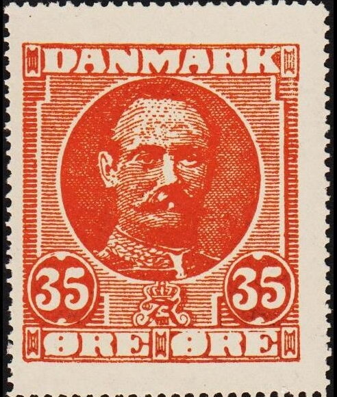 King frederik viii 35 oere orange seal in large