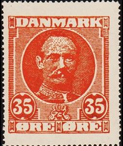 Stamp, King frederik viii 35 oere orange seal in large, Cinderellas,  , Kings