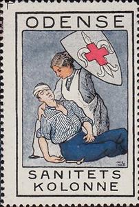 Stamp, Odense sanitets kolonne margin at both sides ve, Cinderellas,  , Red Cross and Red Crescent