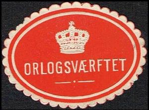 Stamp, Orlogsvaerftet, Cinderellas,  , Crowns and Coronets, Navies, Organizations, Round Stamps
