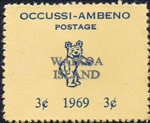 Stamp, Overprint on Occussi-Ambeno (1969) 3c, Cinderellas,  , Teddy Bears