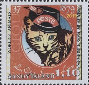 Stamp, Peculiar Animals, Mail Cat, Cinderellas,  , Animals (Fauna), Cats