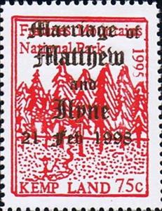 Stamp, Wedding overprint on Framnes Mountain stamp, Cinderellas,  , Weddings