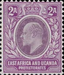 Stamp, King Edward VII, East Africa & Uganda Protectorates,  , Crowns and Coronets, Famous People, Heads of State, Kings, Men, Royalty