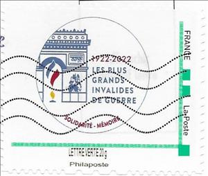 Stamp, 1922-2022 Plus Grand Invalides du Guerre Solidarite Memoire, France,  , Monuments