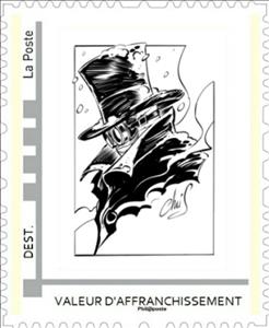 Stamp, Cartoon of a man in a top hat by Chris Regnault, France,  , Art, Cartoons, Headgear, Men