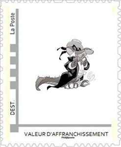 Stamp, Cartoon of Retrobulle Mascot (Crocodile) by Didier Crisse, France,  , Art, Cartoons, Crocodiles, Mascots, Stylized Animals
