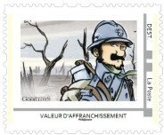 Stamp, Cartoon of Soldier from the Godillots, France,  , Army, Art, Cartoons, First World War