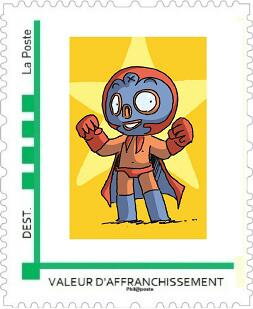 Stamp, Cartoon of Superboy by Mickaël Roux, France,  , Art, Cartoons, Children