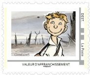 Stamp, Cartoon of Youth from the Godillots, France,  , Art, Cartoons, Children, First World War
