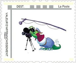 Stamp, Cartoon Ribambulle Show Mascot (Crocodile) by Didier Crisse, France,  , Art, Cartoons, Crocodiles, Mascots, film, Stylized Animals