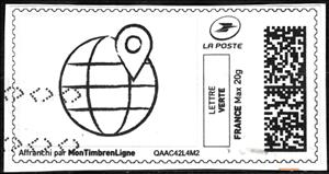 Stamp, Geolocation Symbol on Globe, France,  , Globes, Symbols