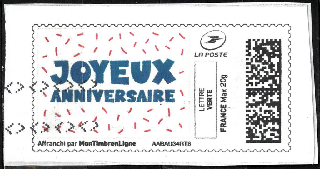 Happy Birthday. Joyeux Anniversaire in navy blue