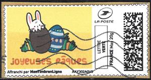 Stamp, Happy Easter Joyeuse Paques 3, France,  , Easter, Eggs
