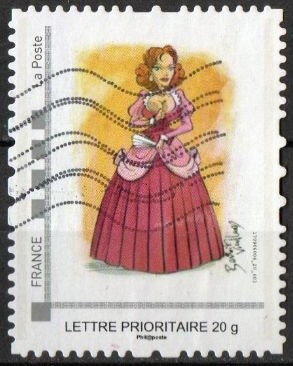 Painting of Woman in a red dress by Benoit