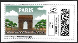 Stamp, Paris. Arc De Triomphe, France,  , Monuments