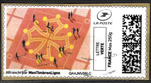 Stamp, Parterre in form of an Occitan Cross, France,  , Crosses, Gardens