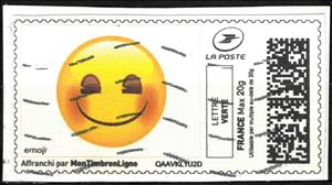 Stamp, Red Cheeks, Shyly Smiling Emoji, France,  , Cartoons