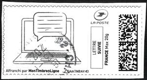 Stamp, Speech Ballon on Computer Screen, France,  , Computers, Internet