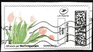 Stamp, Spring. Pink Tulips, France,  , Flowers, Spring, Tulips