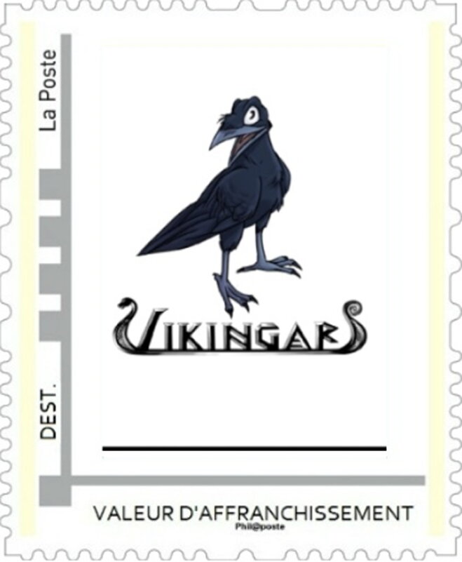 Vikingars. Cartoon of a raven by Cindy Derieux