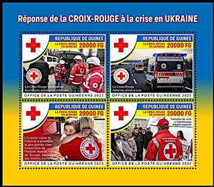 Mini Sheet, Red Cross Response to the Crisis in Ukraine, Guinea,  , Organizations, Red Cross and Red Crescent