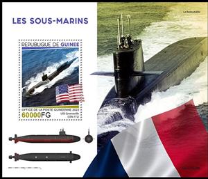 Souvenir Sheet, Submarines, Guinea,  , Ships, Warships