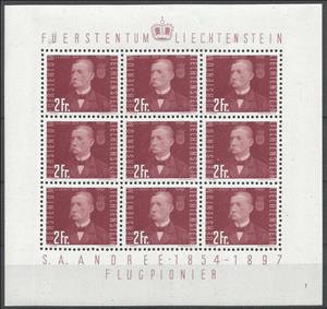 Full Pane, S.A. Andree (1854-1897), Liechtenstein,  , Aviation, Famous People
