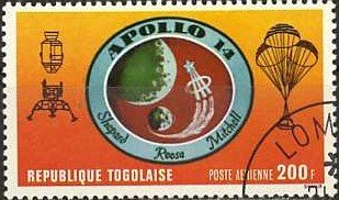 Stamp, Apollo 14 badge, Togo,  