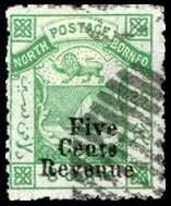 Coat of Arms Surcharged "Five Cents. Revenue"
