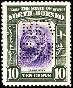 Stamp, Bornean Orangutan (Pongo pygmaeus), North Borneo,  , Animals (Fauna), Apes, Mammals