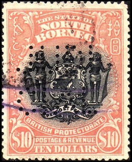 Stamp, Coat of Arms with Supporters, North Borneo,  , Coats of Arms