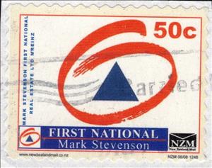 Stamp, First National Logo, Personalized and Private Mail Stamps,  , Advertisements, Logos