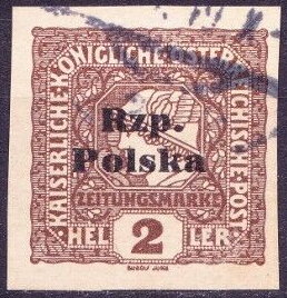 Stamp, Austria Mercury Newspaper Stamp overprinted Rzp. Polska, Poland,  , Gods and goddesses, Mythology