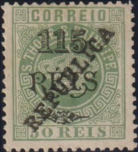 Stamp, Crown overprinted, São Tomé and Príncipe,  