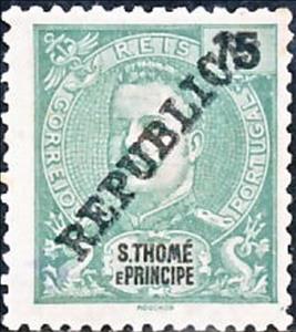 Stamp, King Carlos I overprinted, São Tomé and Príncipe,  