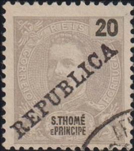 Stamp, King Carlos I overprinted, São Tomé and Príncipe,  