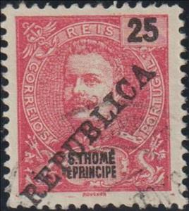 Stamp, King Carlos I overprinted, São Tomé and Príncipe,  