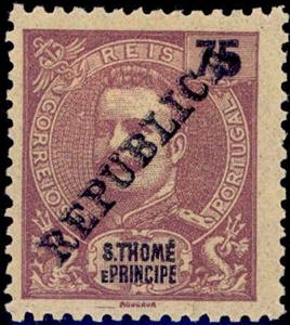 Stamp, King Carlos I overprinted, São Tomé and Príncipe,  