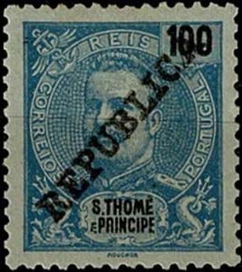 Stamp, King Carlos I overprinted, São Tomé and Príncipe,  